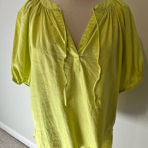 LOFT Lime Blouse with Tie Neck